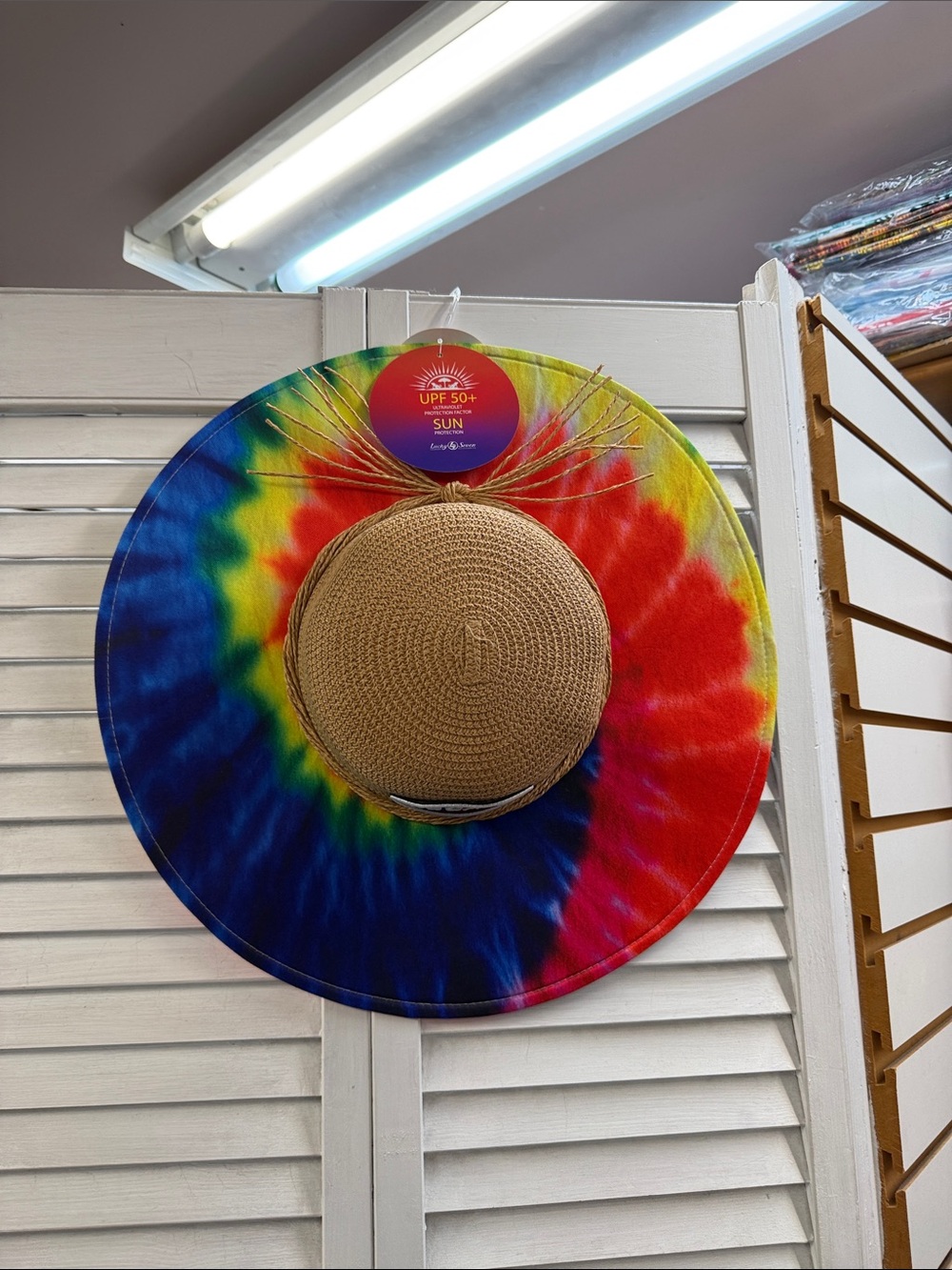 UPF 50+ Sun Tie-Dye Wide Brim Beach Hat - Multicolor